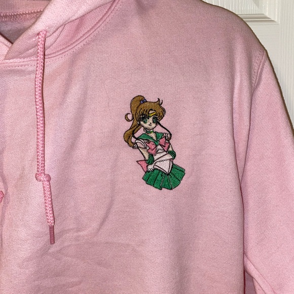 SOLD Custom Sailor Jupiter Embroidered Pink Hoodie - Picture 2 of 5